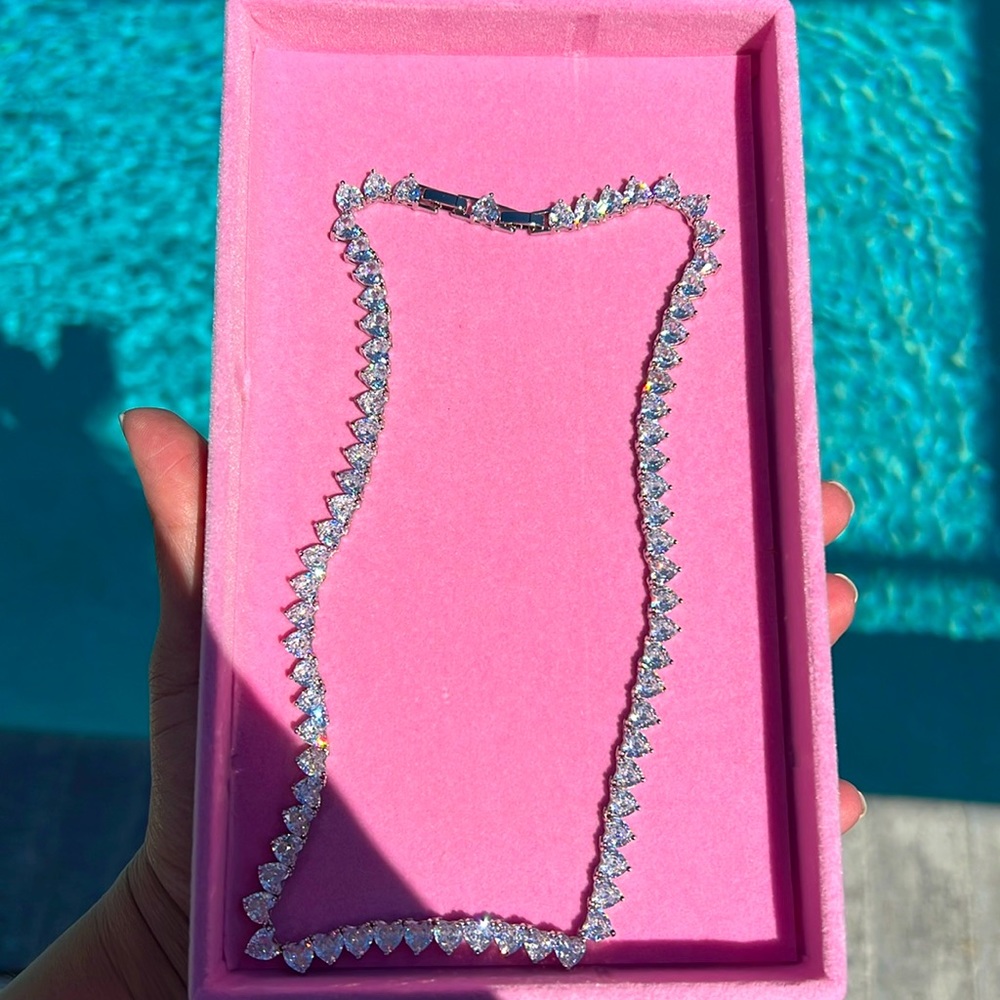 18”Heart shape Tennis necklace